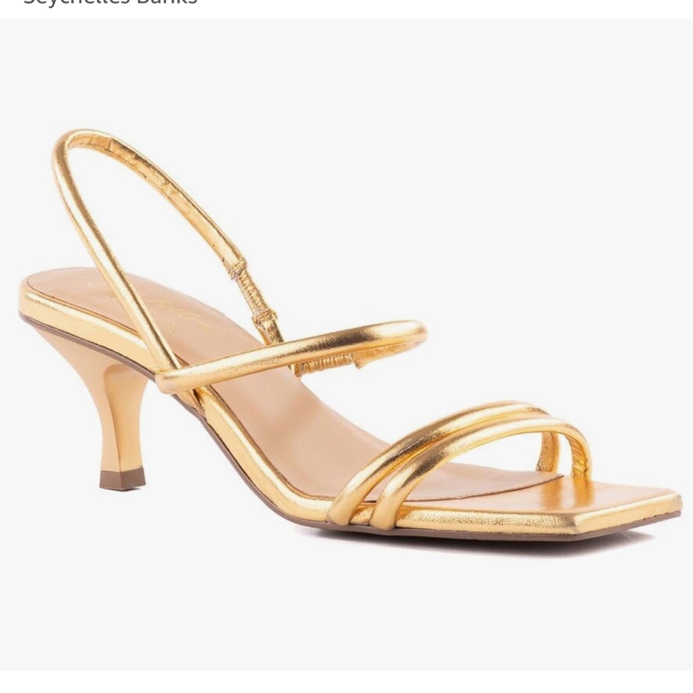 Seychelles Gold Strappy Heels